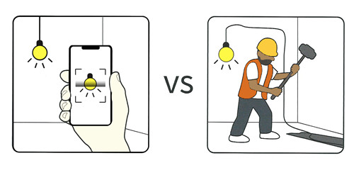 Figure 7 Comparison of Wireless System Installation and Wired System Installation