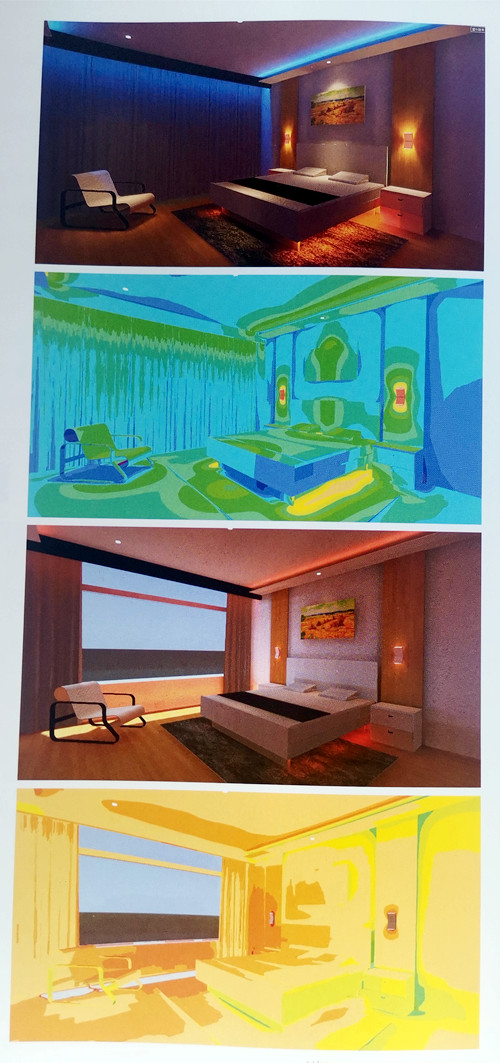 Figure 2 Wake up mode lighting effect diagram and illuminance false color diagram-